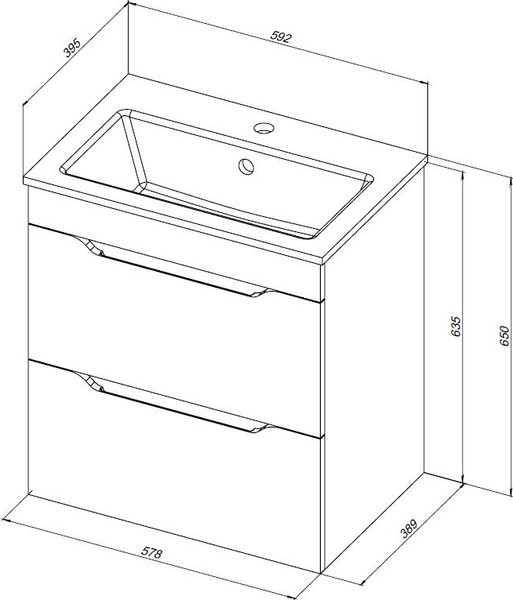Изображение товара Тумба под умывальник Aquanet Практика 60 / 347963 (белый глянец)