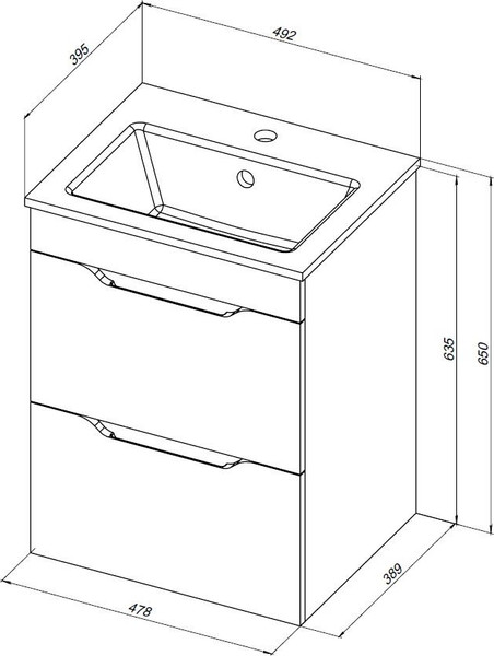Изображение товара Тумба под умывальник Aquanet Практика 50 / 347914 (белый глянец)