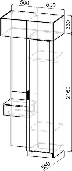 Изображение товара Секция в прихожую Интермебель Марсель-253 / МР 01-253 (дуб крафт золотой)
