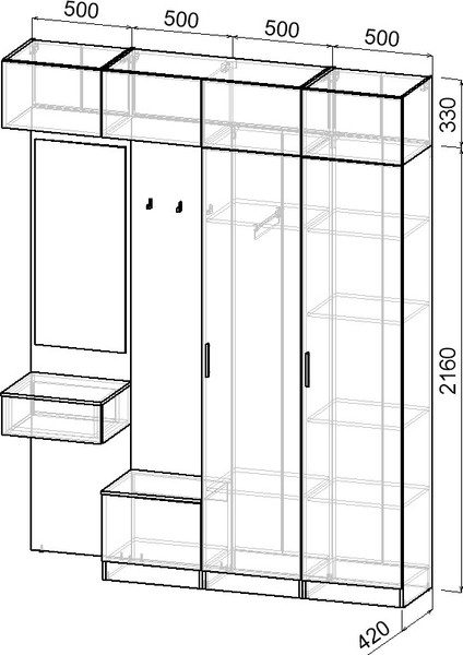 Изображение товара Секция в прихожую Интермебель Марсель-210 / МР 01-210 (графит серый)