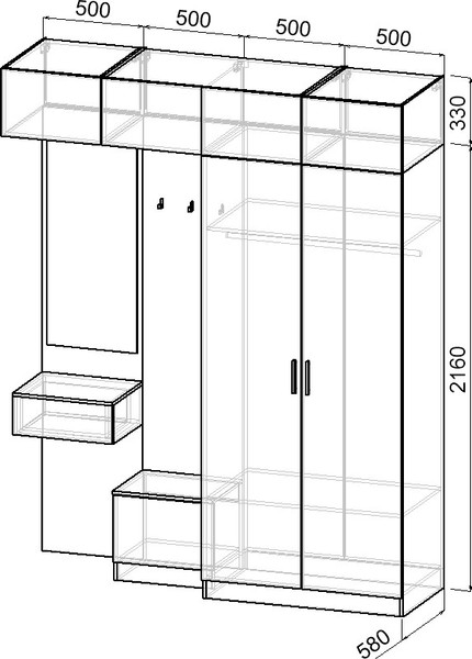 Изображение товара Секция в прихожую Интермебель Марсель-256 / МР 01-256 (кашемир)