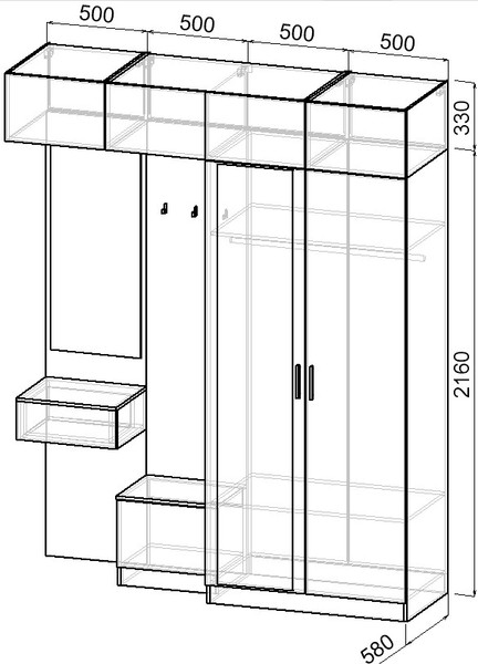 Изображение товара Секция в прихожую Интермебель Марсель-257 / МР 01-257 (дуб крафт золотой)