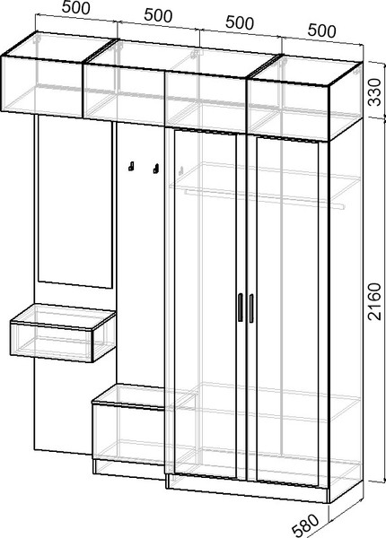 Изображение товара Секция в прихожую Интермебель Марсель-258 / МР 01-258 (кашемир)