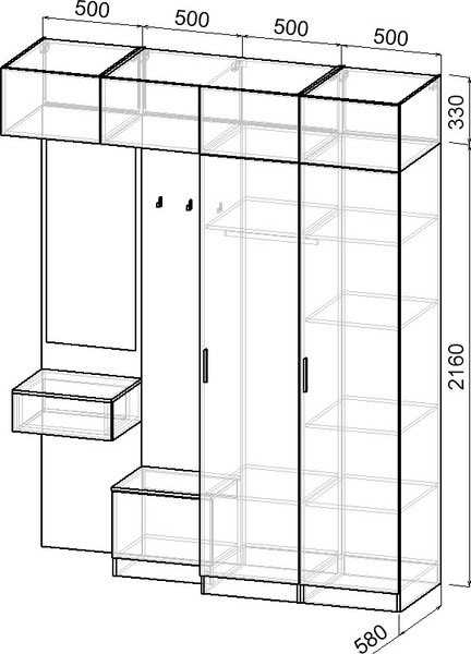 Изображение товара Секция в прихожую Интермебель Марсель-259 / МР 01-259 (шиншилла серая)