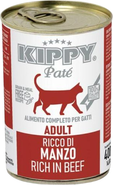 Изображение товара Влажный корм для кошек Kippy Cat Паштет беззерновой для всех пород с говядиной (400г)