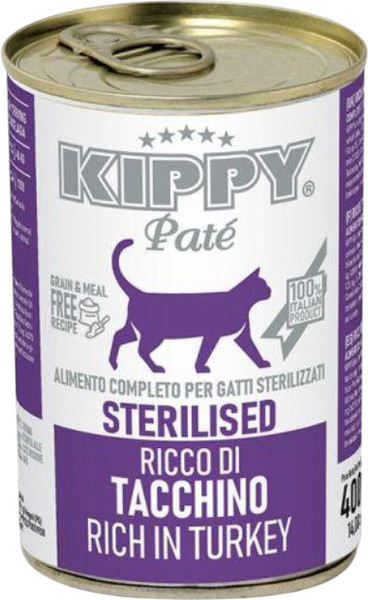 Изображение товара Влажный корм для кошек Kippy Cat Паштет с индейкой для стерилизованных кошек (400г)