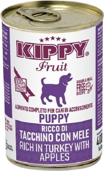 Изображение товара Влажный корм для собак Kippy Для щенков Паштет с индейкой и яблоками (400г)