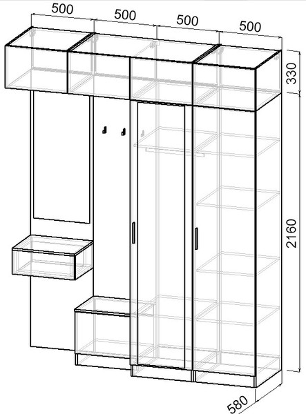 Изображение товара Секция в прихожую Интермебель Марсель-260 / МР 01-260 (шиншилла серая)