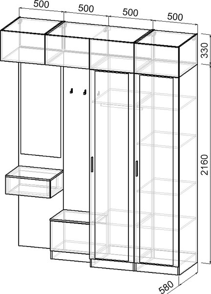 Изображение товара Секция в прихожую Интермебель Марсель-261 / МР 01-261 (кашемир)