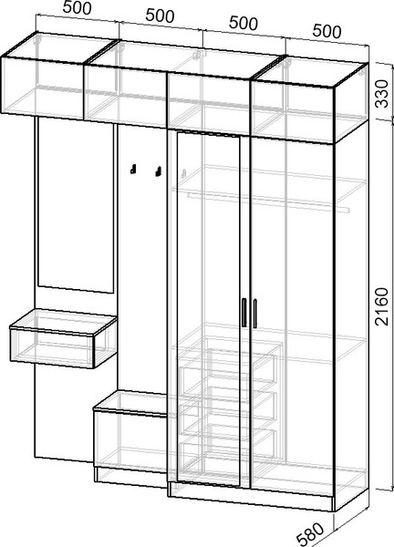 Изображение товара Секция в прихожую Интермебель Марсель-263 / МР 01-263 (белый премиум)
