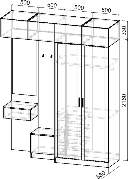 Изображение товара Секция в прихожую Интермебель Марсель-264 / МР 01-264 (графит серый)