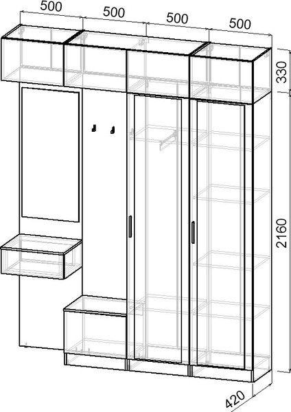Изображение товара Секция в прихожую Интермебель Марсель-212 / МР 01-212 (шиншилла серая)
