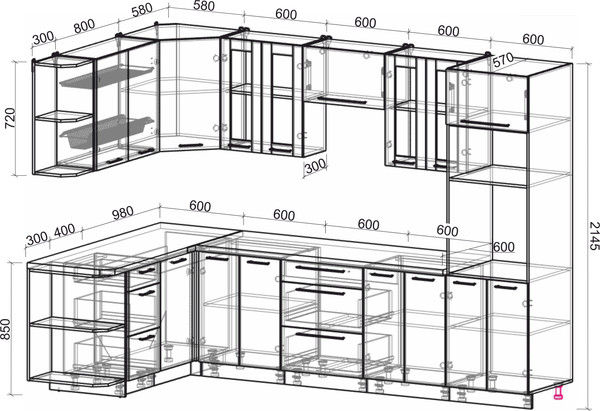 Изображение товара Кухонный гарнитур Интерлиния Мила Пластик 1.68x3.0 LV (ваниль/туманный глянец/белый гранит)
