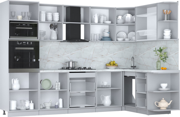 Изображение товара Кухонный гарнитур Интерлиния Мила Пластик 1.68x3.0 PR (туманный глянец/туманный глянец/дуб бунратти)