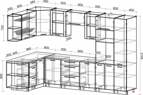 Изображение товара Кухонный гарнитур Интерлиния Мила Пластик 1.68x3.2 LV (ваниль/туманный глянец/белый гранит)