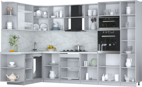 Изображение товара Кухонный гарнитур Интерлиния Мила Пластик 1.68x3.2 LV (дуб эпоксид/туманный глянец/опал светлый)