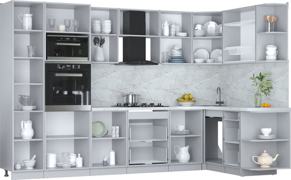 Изображение товара Кухонный гарнитур Интерлиния Мила Пластик 1.68x3.2 PR (дуб эпоксид/туманный глянец/опал светлый)