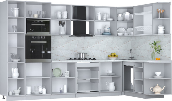 Изображение товара Кухонный гарнитур Интерлиния Мила Пластик 1.68x3.4 PR (туманный глянец/антрацит/бискайская сосна)