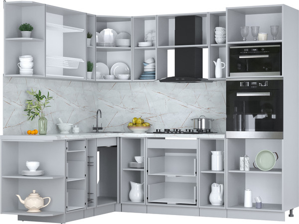 Изображение товара Кухонный гарнитур Интерлиния Мила Пластик 1.88x2.4 LV (белый глянец/туманный глянец/опал светлый)