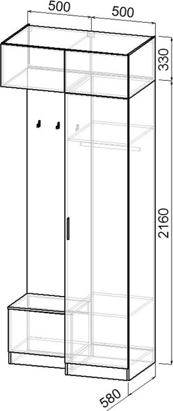 Изображение товара Секция в прихожую Интермебель Марсель-250 / МР 01-250 (шиншилла серая)