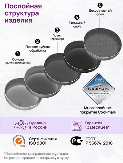 Изображение товара Сковорода Elan Gallery Гармония вкуса / 121169 (18см, серый мрамор)