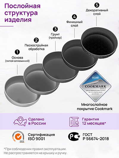 Изображение товара Сковорода Elan Gallery Гармония вкуса / 121170 (18см, черный мрамор)