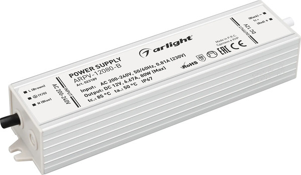 Изображение товара Адаптер для светодиодной ленты Arlight ARPV-12080-B 12V 6.7A 80W / 023189