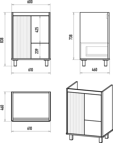 Изображение товара Тумба под умывальник Brevita Risacca Pistachio 60 / RIS-06060-0842Я (фисташковый)