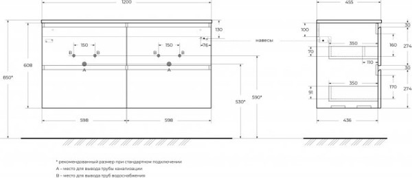Изображение товара Тумба под умывальник BelBagno UNO-1200-4C-SO-AO