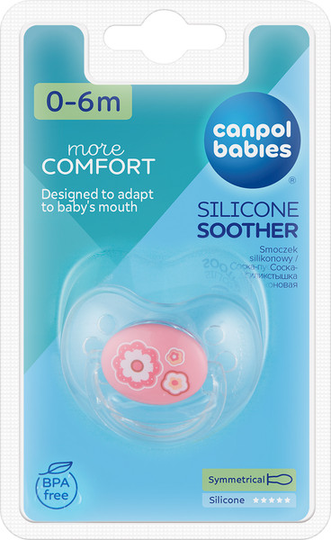 Изображение товара Пустышка Canpol Newborn Baby силиконовая симметричная 0-6мес / 22/580 (розовый)