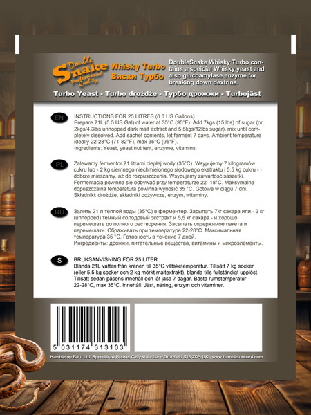 Изображение товара Дрожжи Double Snake WhiskyTurbo (70г)