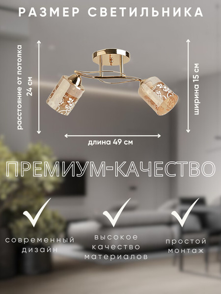 Изображение товара Потолочный светильник Aitin-Pro НПБ 02-2x60-101 / 8197/2A (золото)