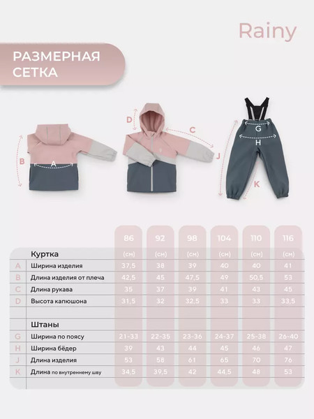 Изображение товара Комплект верхней детской одежды Rant Rainy / 163/1-110 (Gray Rose, р.110)