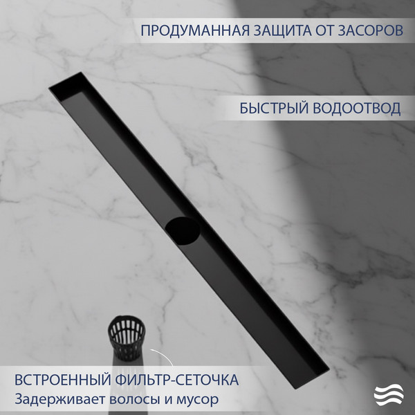 Изображение товара Трап для душа Lauter 2120172-C1MB 700x70 (черный матовый)