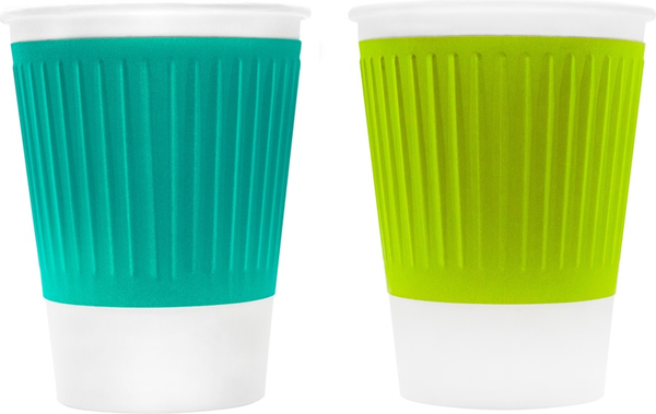 Изображение товара Набор бумажных стаканов Паксервис 300мл Тетра Микс EH90-430 / 388835 (500шт, с рифленой полосой)