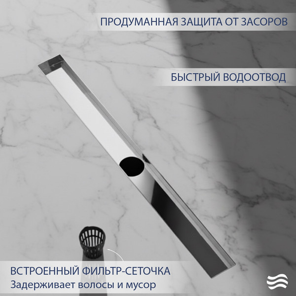 Изображение товара Трап для душа Lauter 2120191-C1H 900x70 (хром)