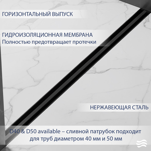 Изображение товара Трап для душа Lauter 210S362-GMB 600x31 (черный матовый)