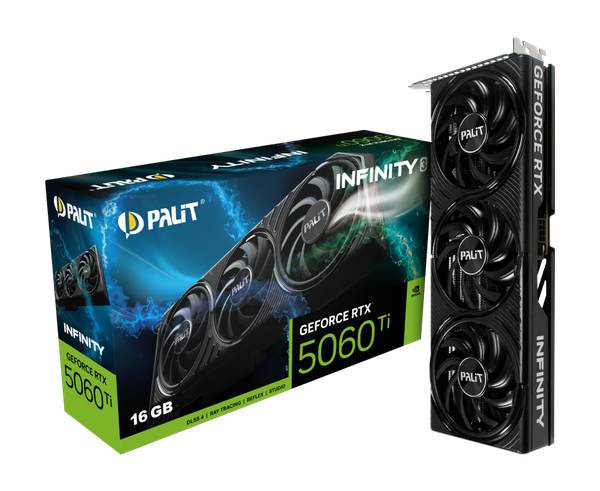 Изображение товара Видеокарта Palit GeForce RTX 5060 Ti Infinity 3 16GB GDDR7 (NE7506T019T1-GB2061S)