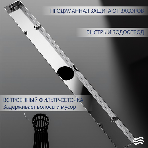 Изображение товара Трап для душа Lauter 210S301-G5H 1000x31 (хром)