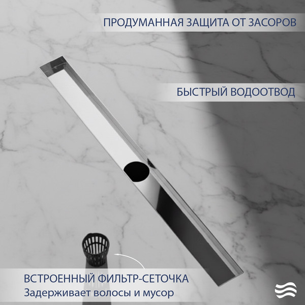 Изображение товара Трап для душа Lauter 210301-1-QGH 1000x55 (хром)