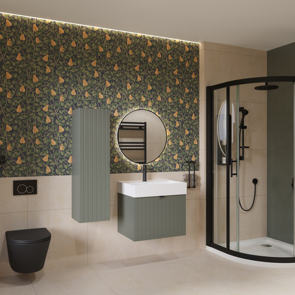 Изображение товара Тумба с умывальником Lauter Melisa 60 + Optima 60.5 (серо-зеленый п/мат)