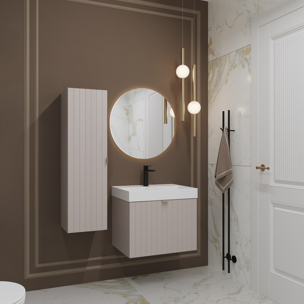 Изображение товара Тумба с умывальником Lauter Melisa 60 (кашемир п/мат/искусственный мрамор)