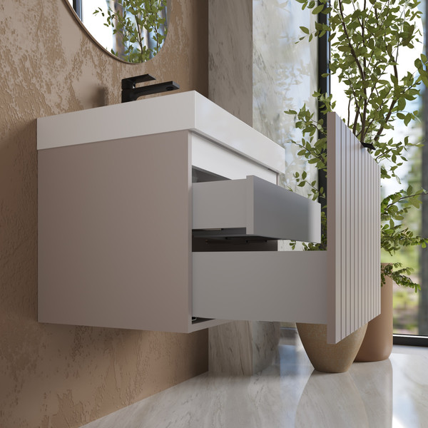 Изображение товара Тумба с умывальником Lauter Melisa 60 (кашемир п/мат/искусственный мрамор)