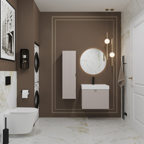 Изображение товара Тумба с умывальником Lauter Melisa 60 (кашемир п/мат/искусственный мрамор)