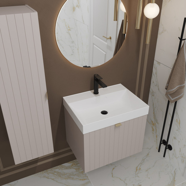 Изображение товара Тумба с умывальником Lauter Melisa 60 (кашемир п/мат/искусственный мрамор)