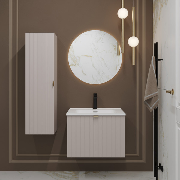 Изображение товара Тумба с умывальником Lauter Melisa 60 + Alton 61 (кашемир п/мат, три ручки в комплекте)