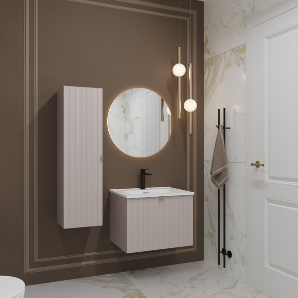 Изображение товара Тумба с умывальником Lauter Melisa 60 + Alton 61 (кашемир п/мат, три ручки в комплекте)