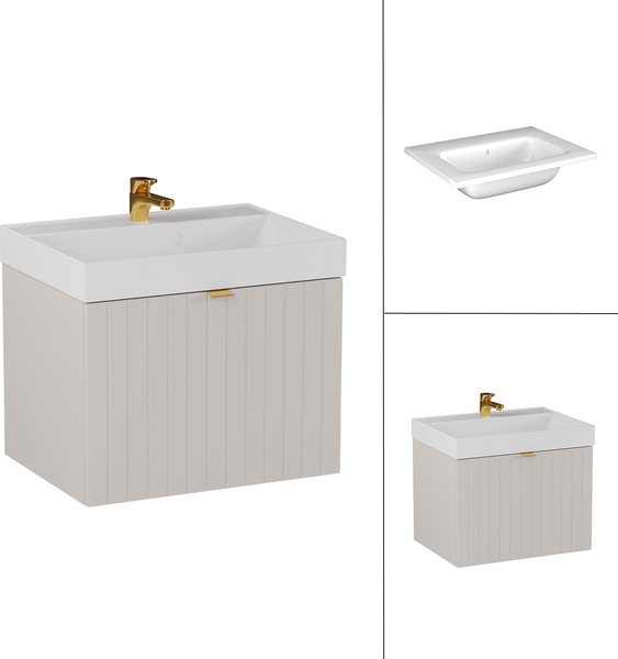 Изображение товара Тумба с умывальником Lauter Melisa 60 + Alton 61 (кашемир п/мат, три ручки в комплекте)