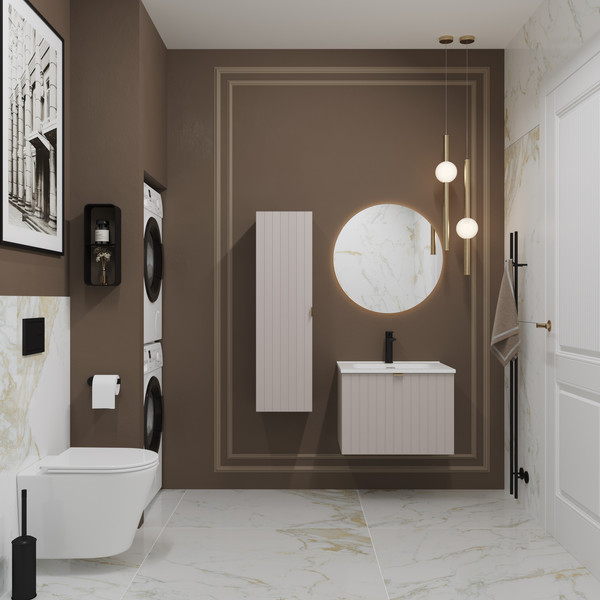 Изображение товара Тумба с умывальником Lauter Melisa 60 + Alton 61 (кашемир п/мат, три ручки в комплекте)