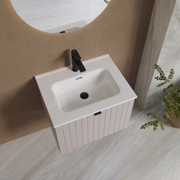 Изображение товара Тумба с умывальником Lauter Melisa 60 + Alton 61 (кашемир п/мат, три ручки в комплекте)